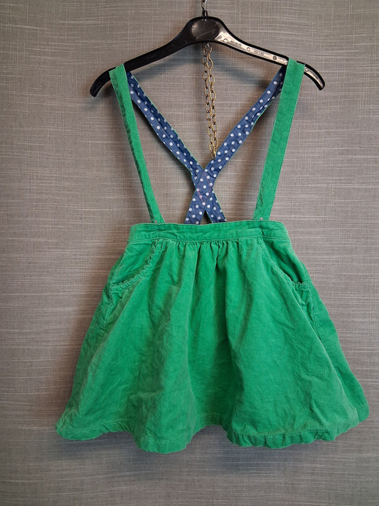 Mini Boden Girls Corduroy Green Pinafore Skirt Age 5-6 Years