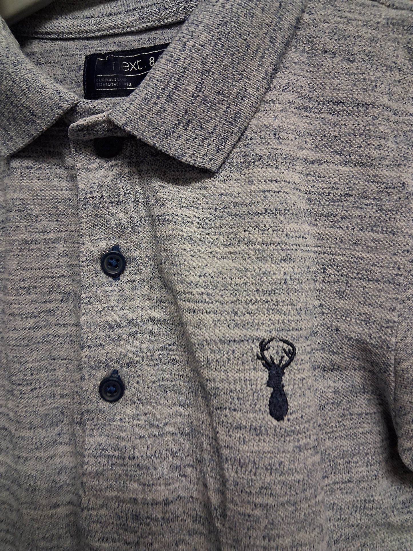 Next Boys Grey Polo T-Shirt Short Sleeve Age 7 Years