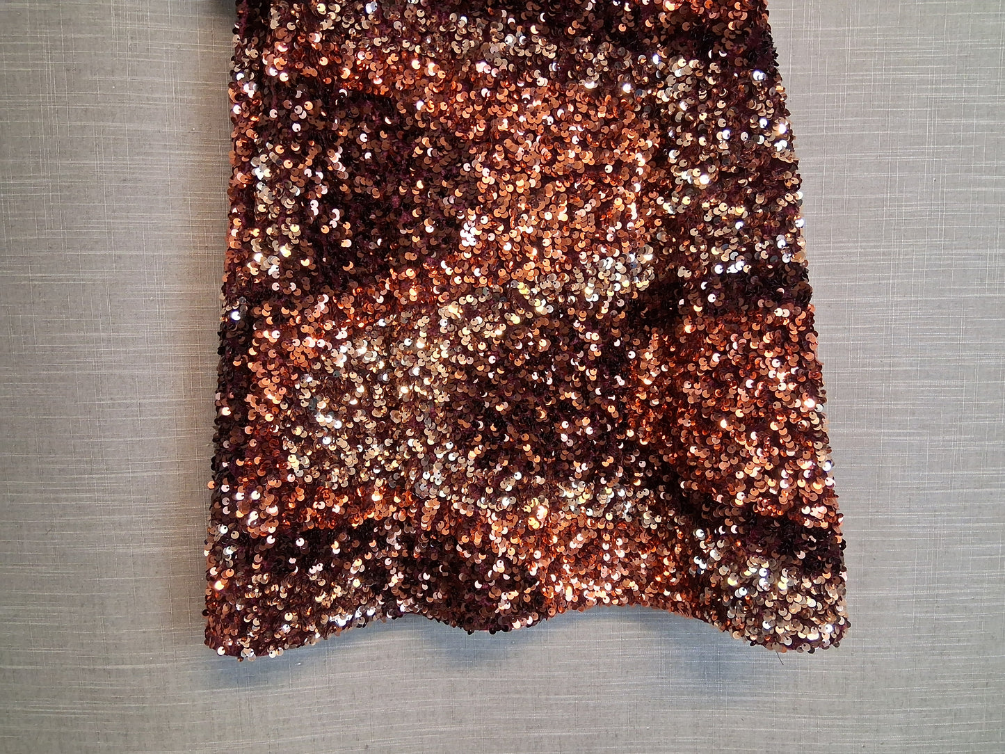 Next Girls Bronze Tones Sequin Dress Short Sleeve Lined Age 8 Years