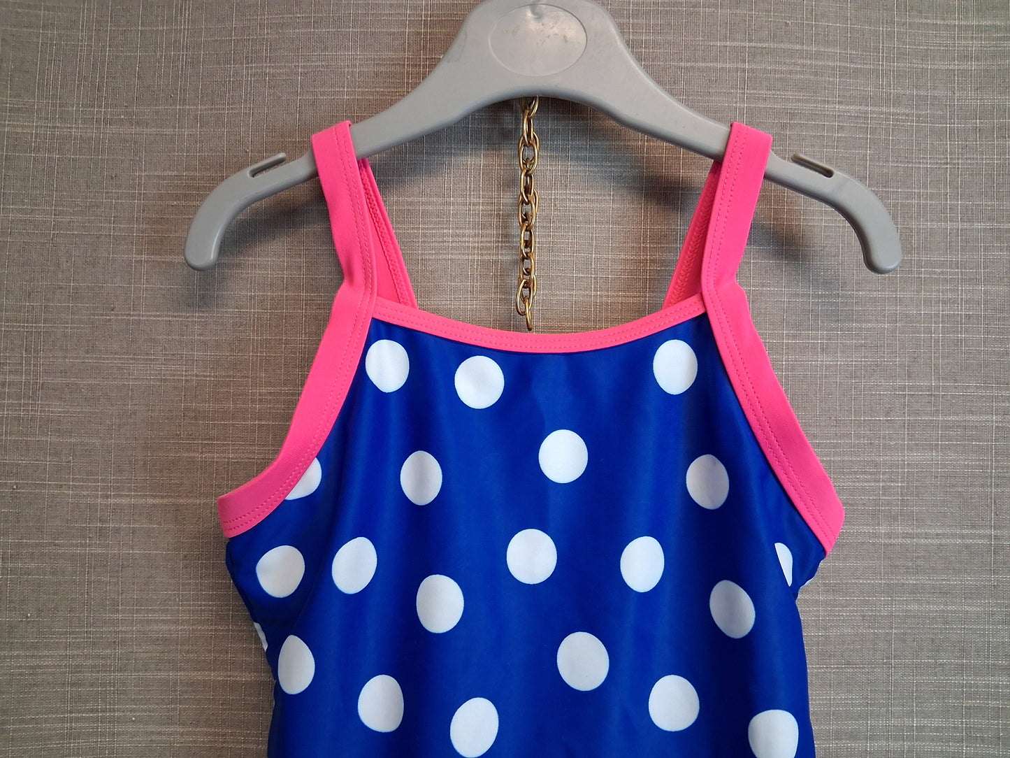Nutmeg Girls One Piece Swimsuit  Blue Spotty Age 7-8 Years