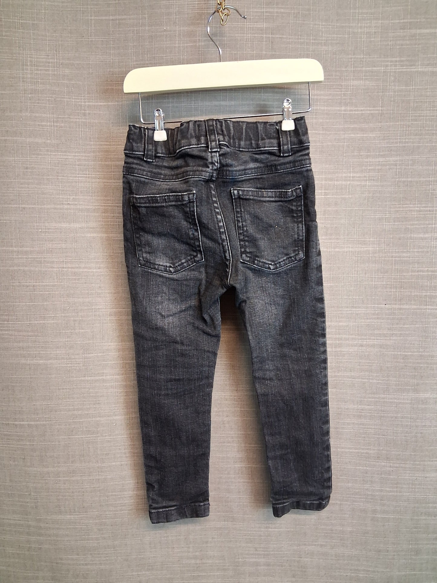 F&F Boys Black Denim Jeans Age 18-24 Months Adjustable Waist