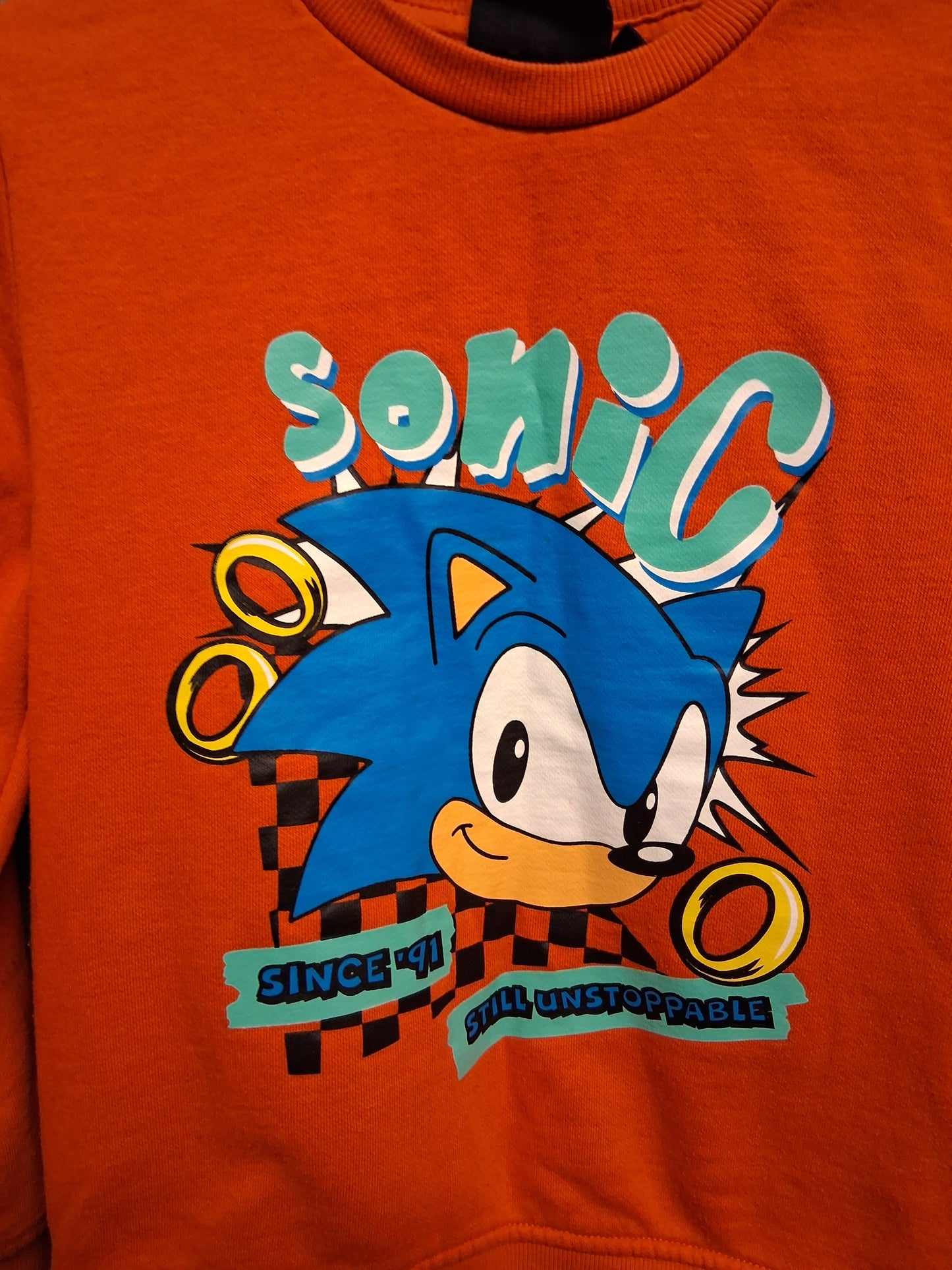 Primark Sonic the Hedgehog Orange Sweater Jumper Age 6-7 years