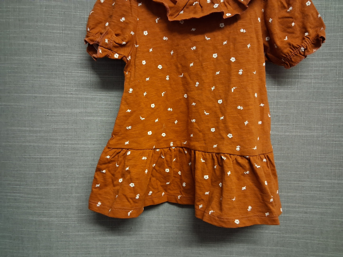 Next Girls Brown Floral Short Sleeve Peplum T-Shirt Age 18-24 Months New