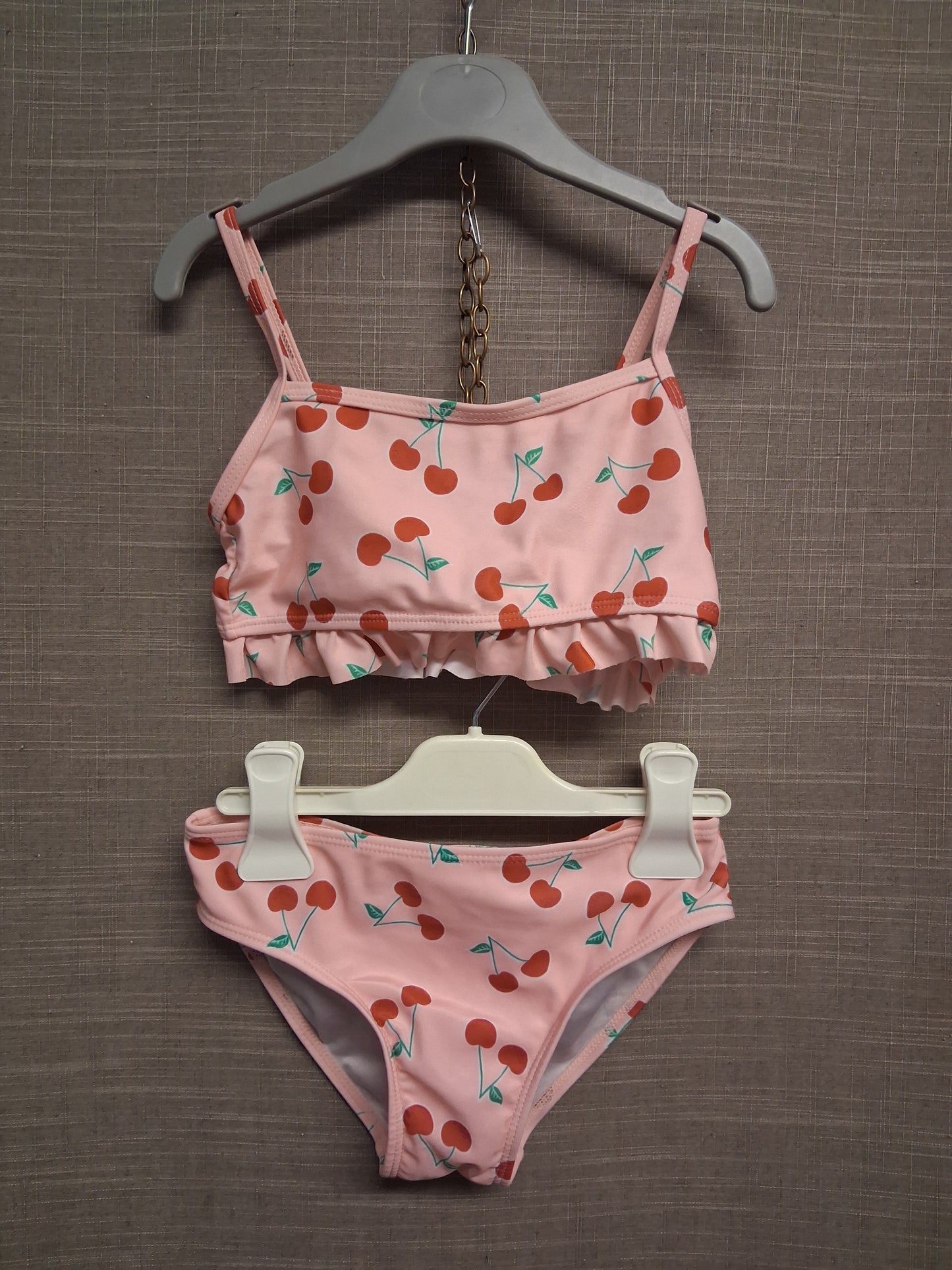Primark Girls Pink Cherry Bikini Set Swimwear Age 6-7 Years