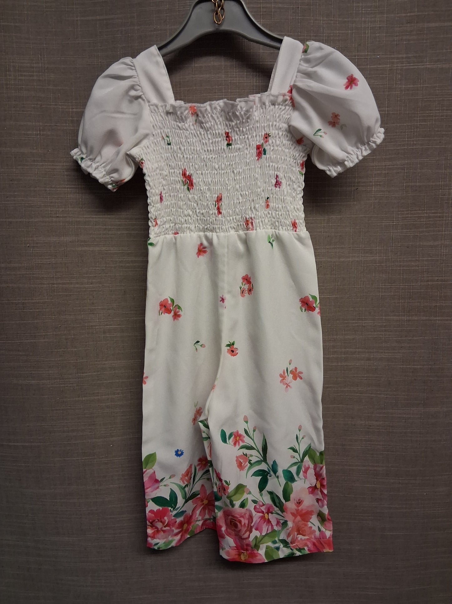 Shein Girls White Floral Jumpsuit Age 9-12 Years