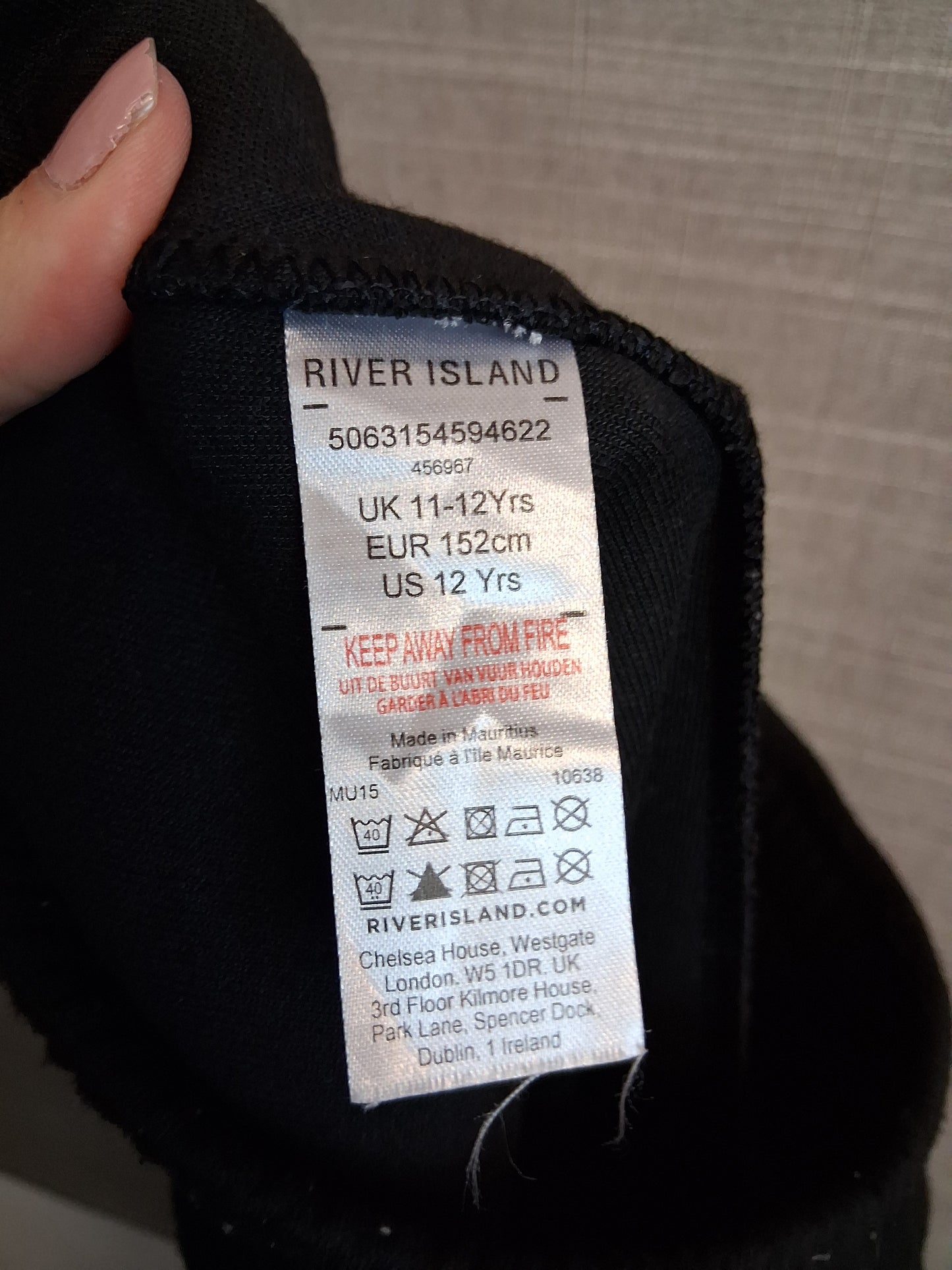River Island Girls Black Joggers Faux Popper Sides Age 11-12 Years