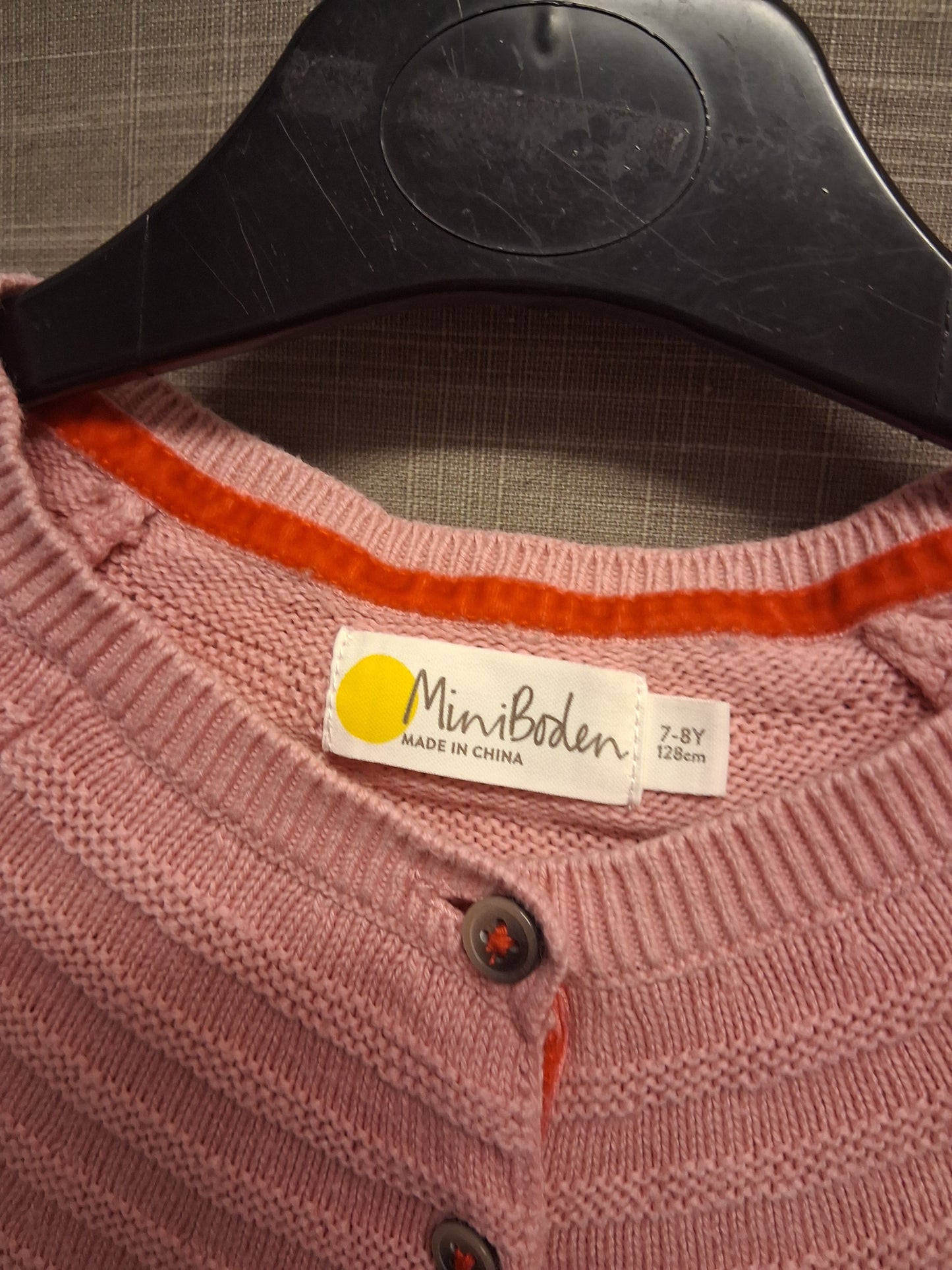 Mini Boden Girls Pink Knitted Cardigan Age 7-8 Years