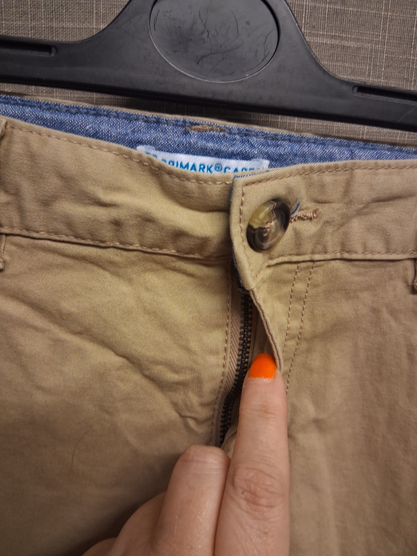Primark Boys Beige Chino Shorts Adjustable Waist Age 13-14 Years