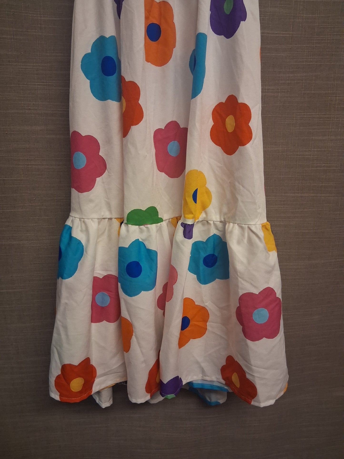 Shein Girls White Floral Maxi Long Dress Cute Out Back Age 6 Years