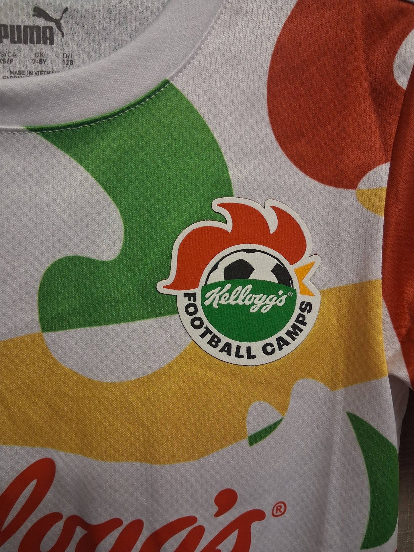 Puma Kellogs Football Shirt Boys Short Sleeve White Multicolour Age 7-8 Years