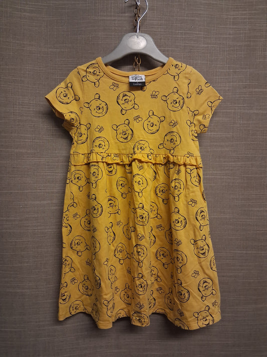 George Disney Winnie The Pooh Yellow Short Sleeve T-Shirt Dress Age 3-4 Years