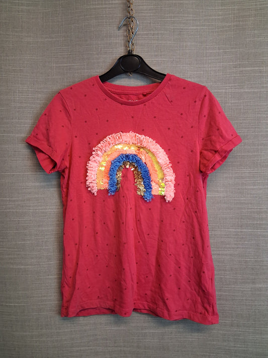 Next Girls Pink Rainbow T-Shirt Short Sleeve Age 11 Years