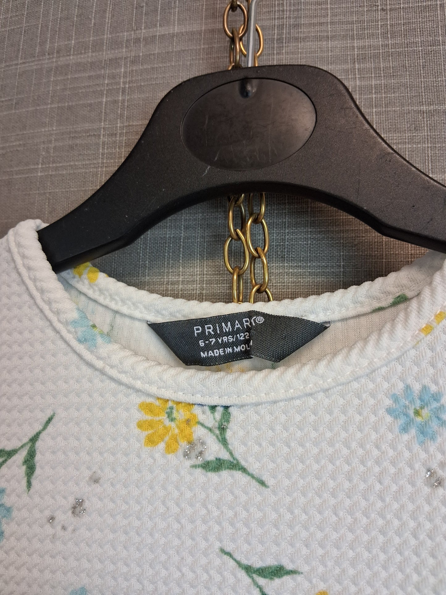 Primark Girls Cream Floral Short Sleeve Dress Age 6-7 Years