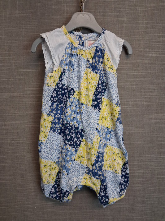 Mantaray Girls Blue Floral Jersey Romper Age 9-12 Months