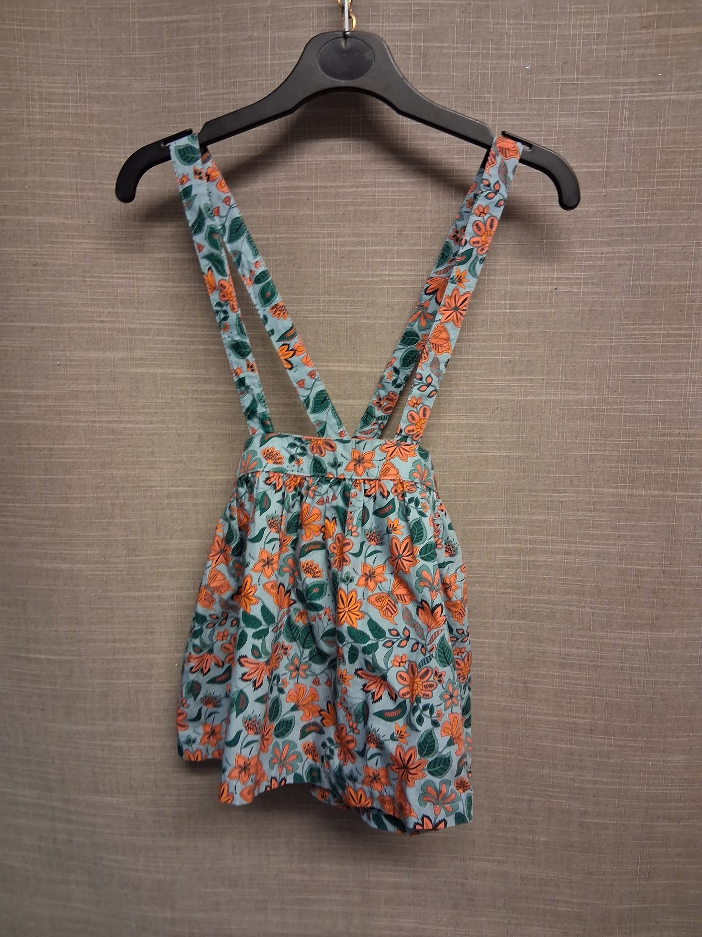 La Redoute Girls Pinafore Skirt Blue Floral Age 3 Years 100% Cotton