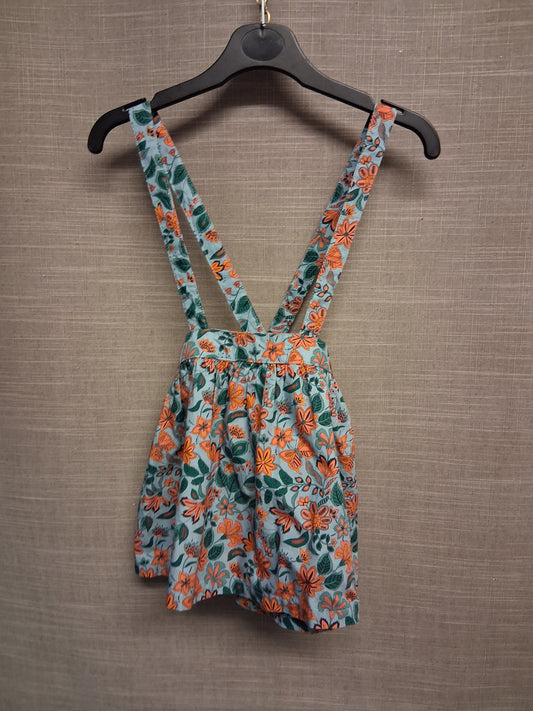 La Redoute Girls Pinafore Skirt Blue Floral Age 3 Years 100% Cotton