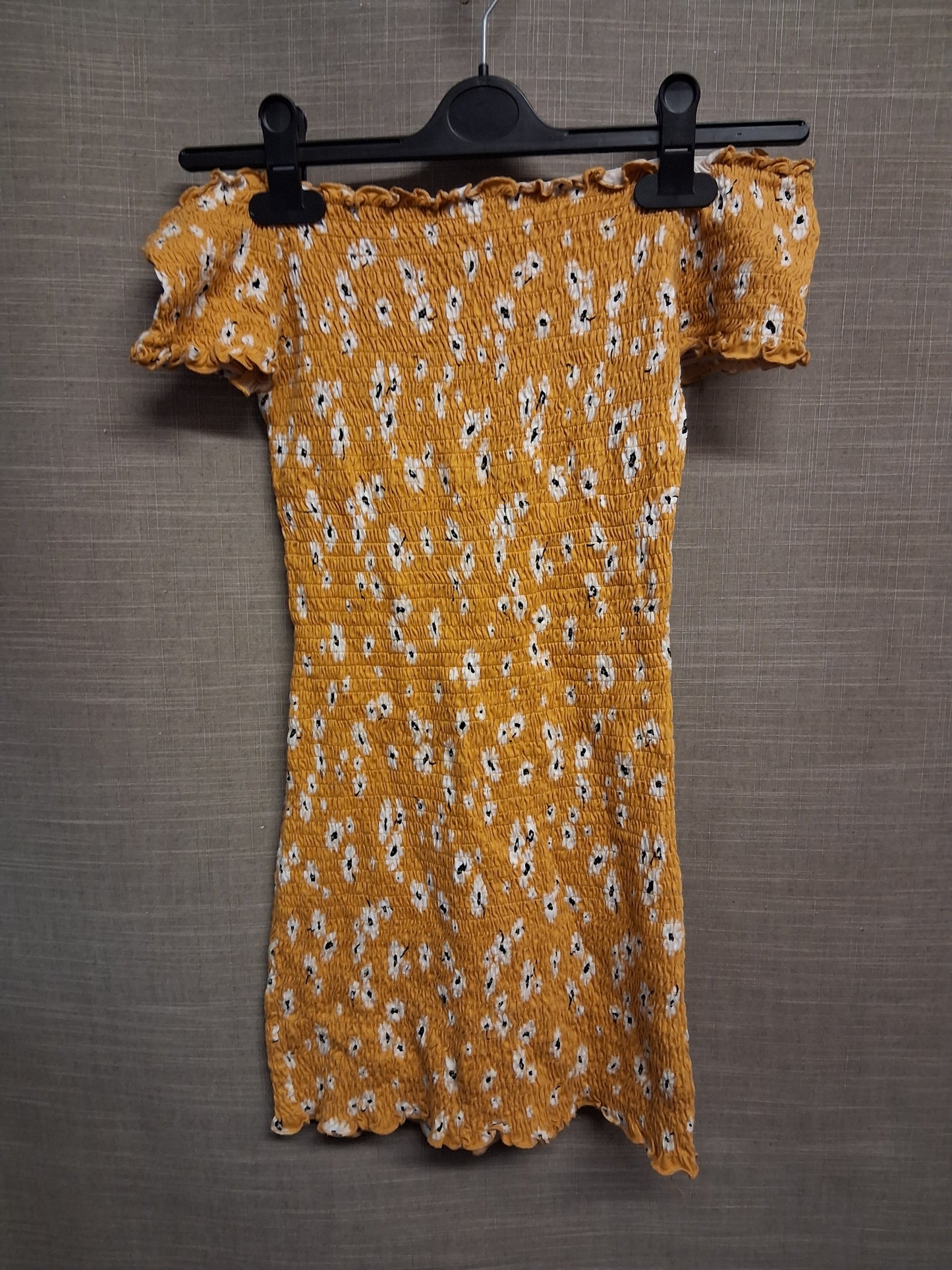 New Look Yellow Floral Off The Shoulder Short Sleeve Mini Dress Age 12-13 Years