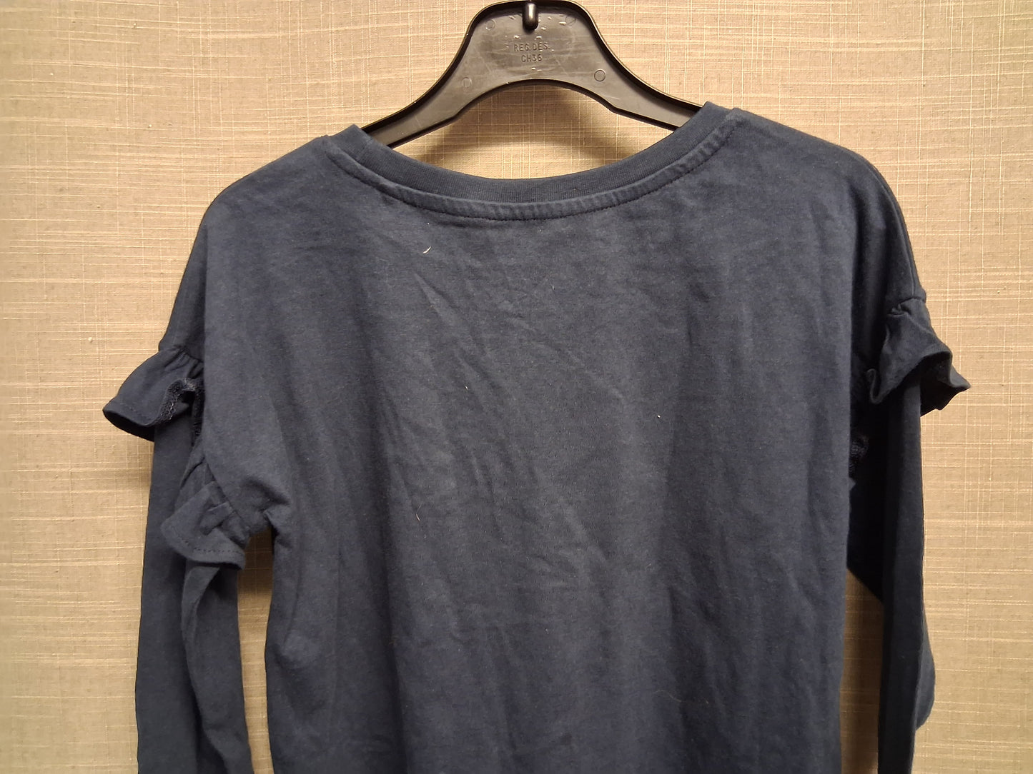 TU Girls Long Frill Sleeve Navy T-Shirt Age 9 Years