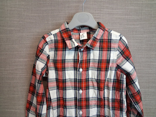 H&M Boys Red Check Shirt Long Sleeve Age 2-3 Years New