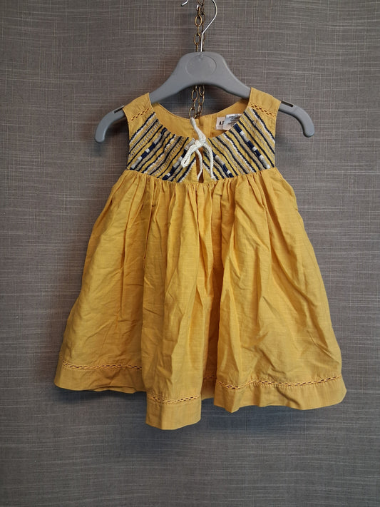 Artisan NY Girls Yellow Embroidered Tunic Dress Lined Sleeveless Age 2-3 Years