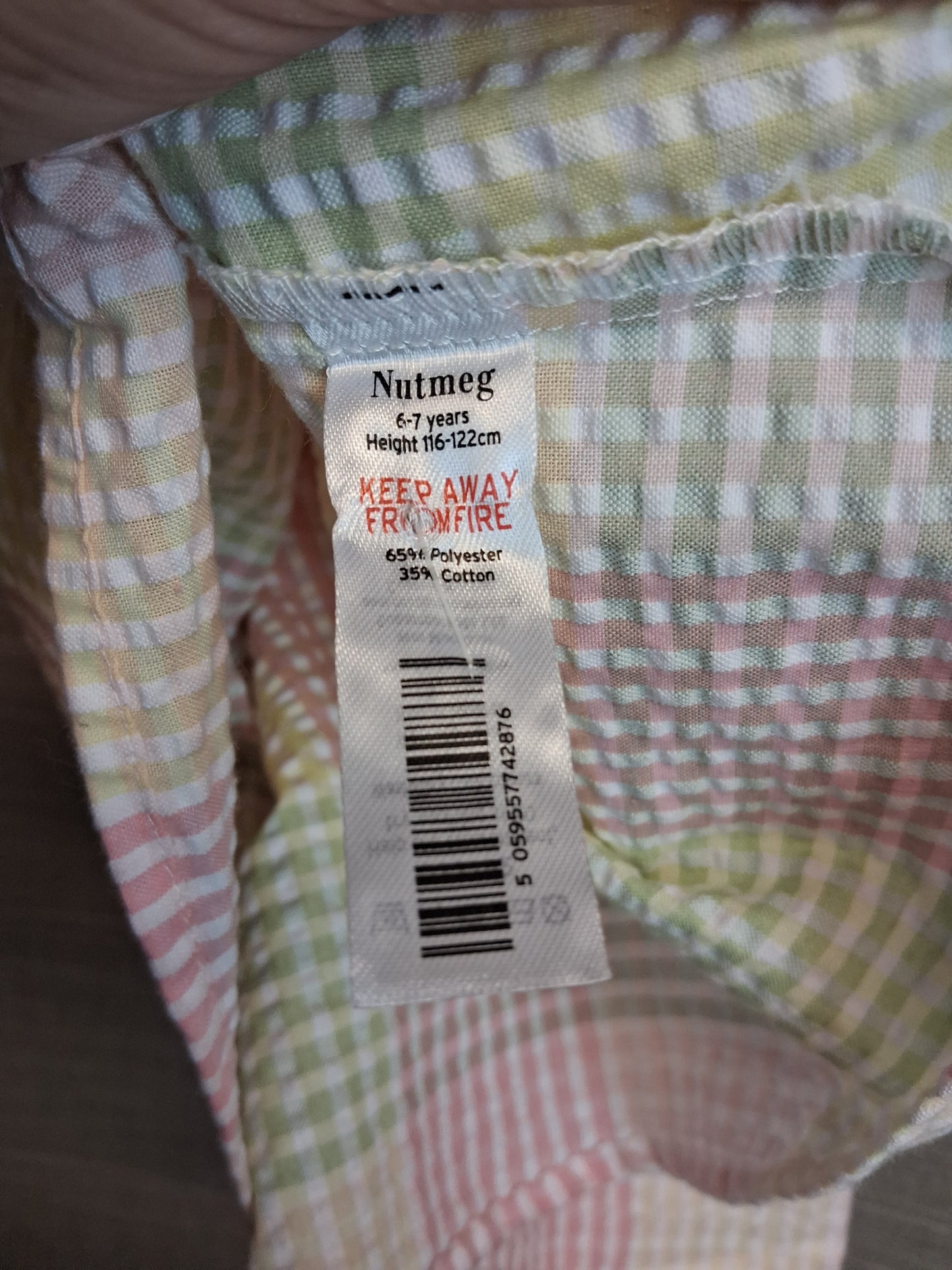 Nutmeg Girls Pastel Multicolour Check Sundress Age 6-7 Years
