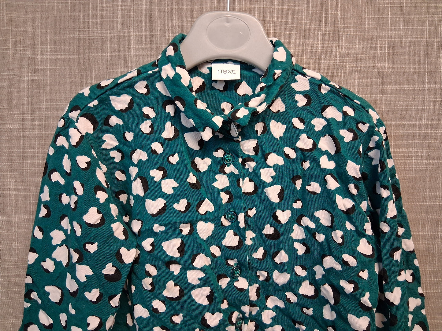 Next Girls Green Animal Print Cropped Shirt Age 5-6 Years