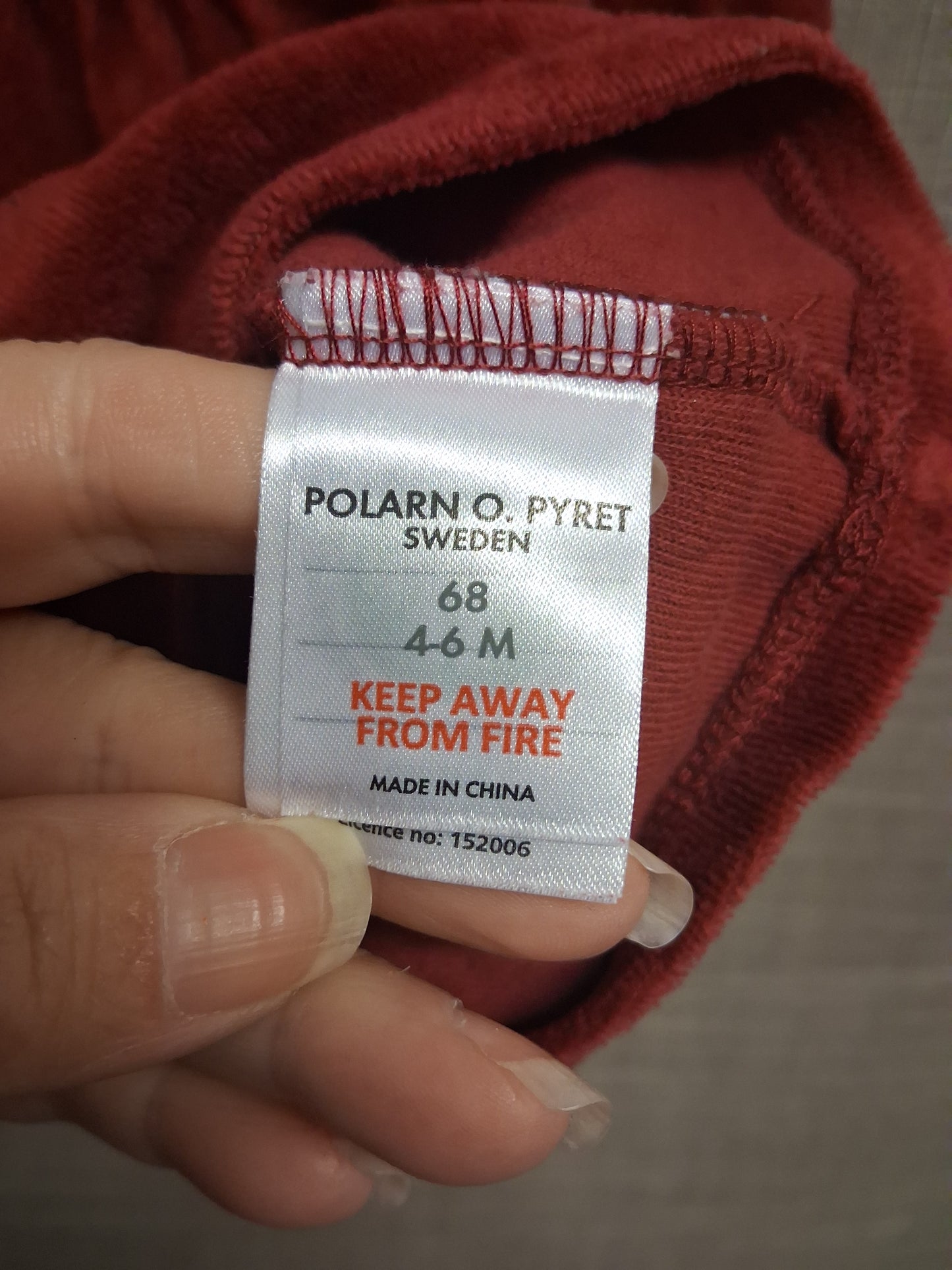 Polarn O Pyret Girls Red Velour A Line Dress Long Sleeve Age 4-6 Months