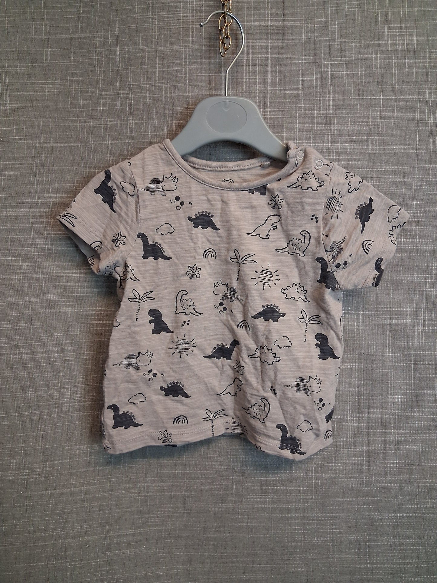 Next Boys Beige Dinosaur T-Shirt Age 6-9 Months