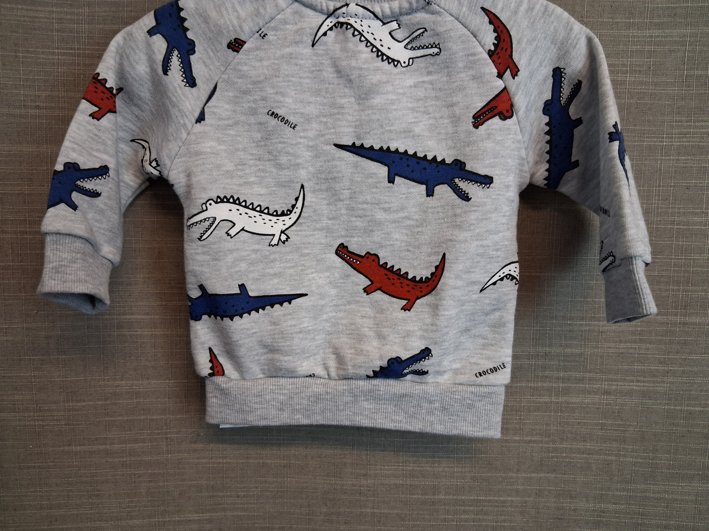 Boys Crocodile Theme Sweater Grey Age 3-6 Months