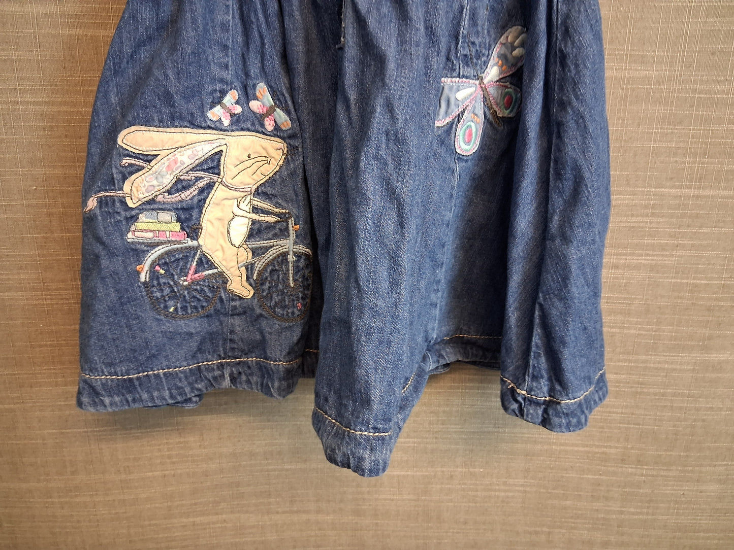 Next Girls Denim Sleeveless Dress Blue Embroidered Age 18-24 Months