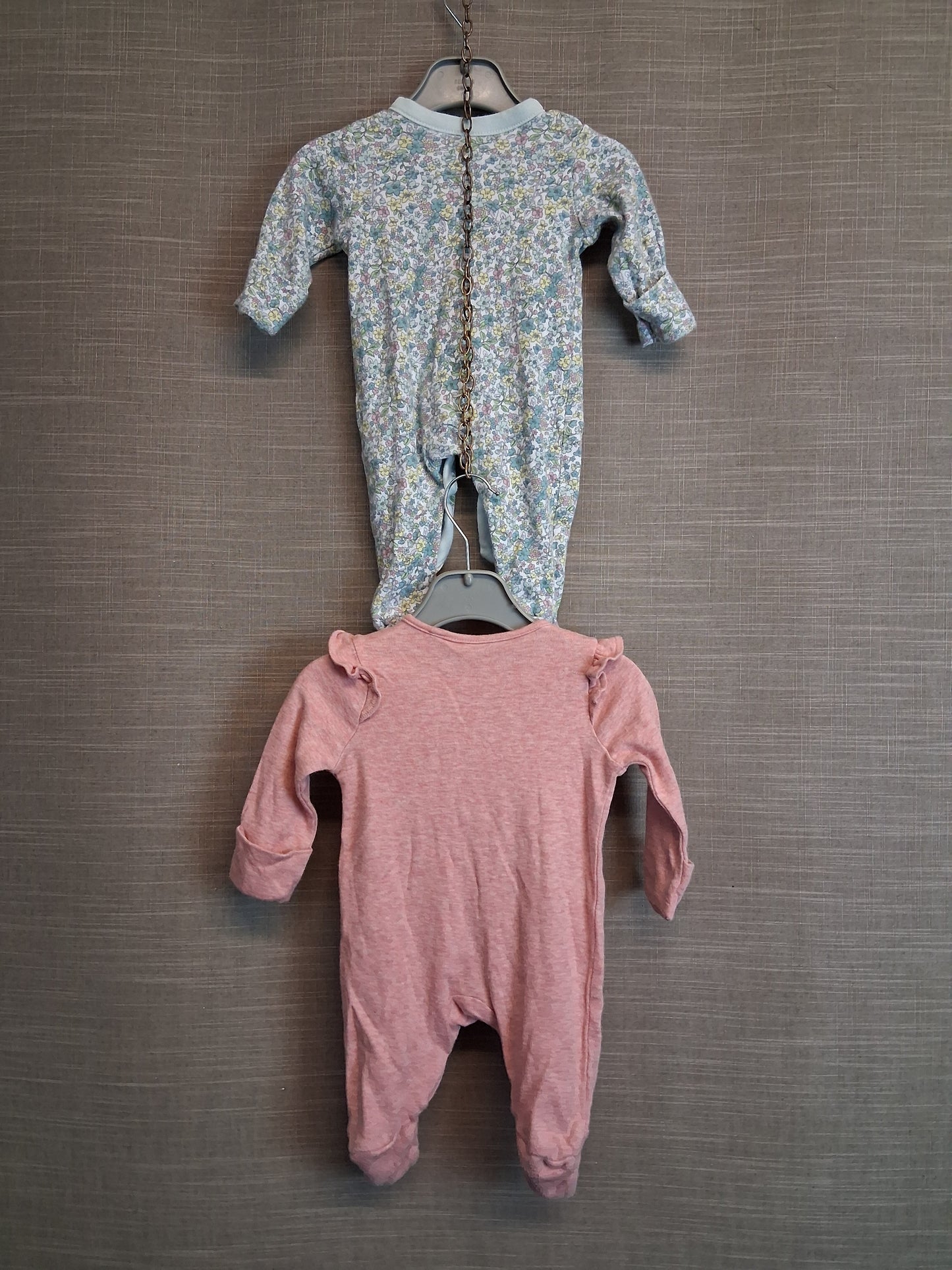 TU & Nutmeg Girls Sleepsuits X2 Age Tiny Baby Pink & Green