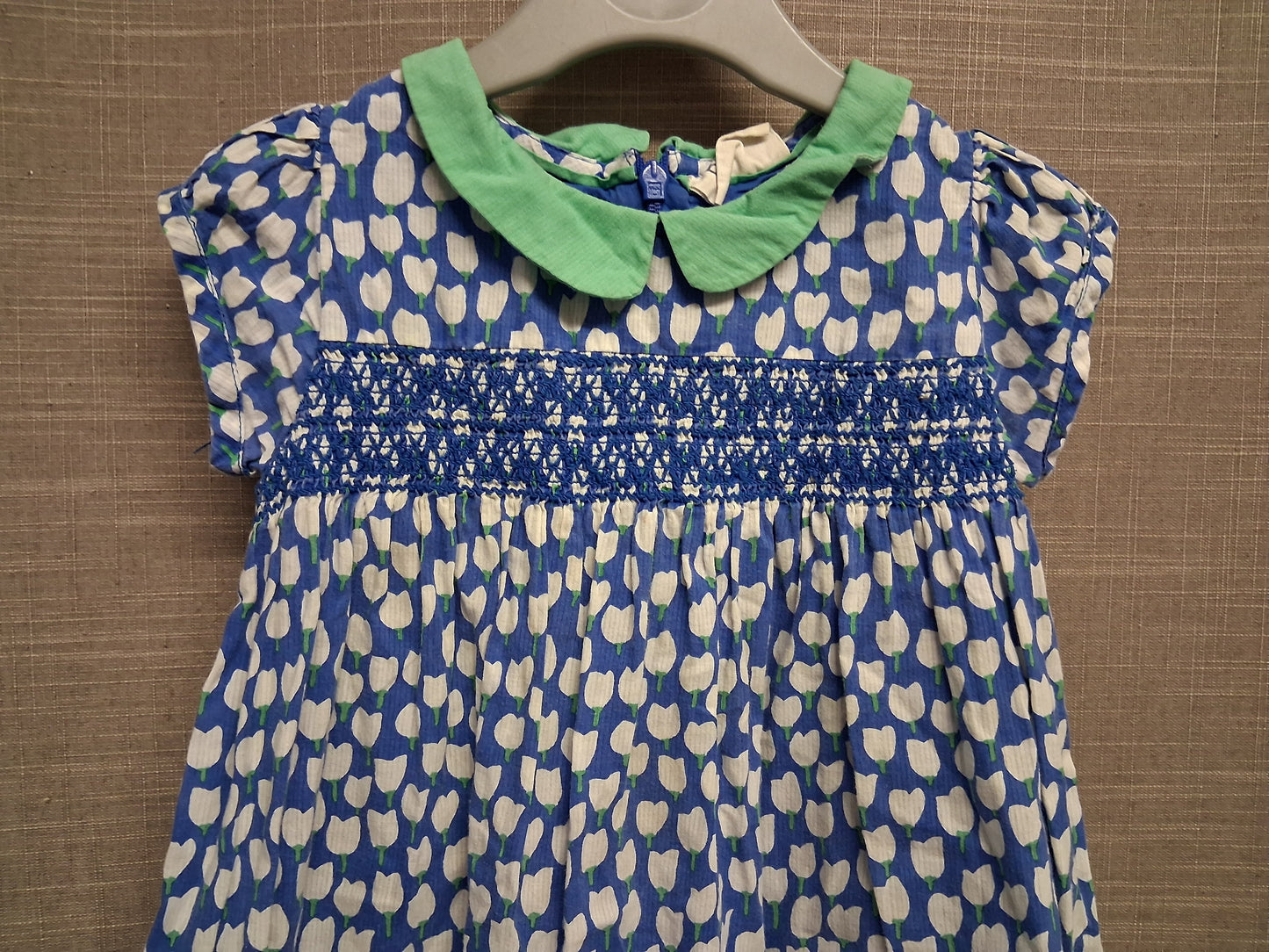 Mini Boden A Line Dress Blue Floral Cotton Dress Age 2-3 Years