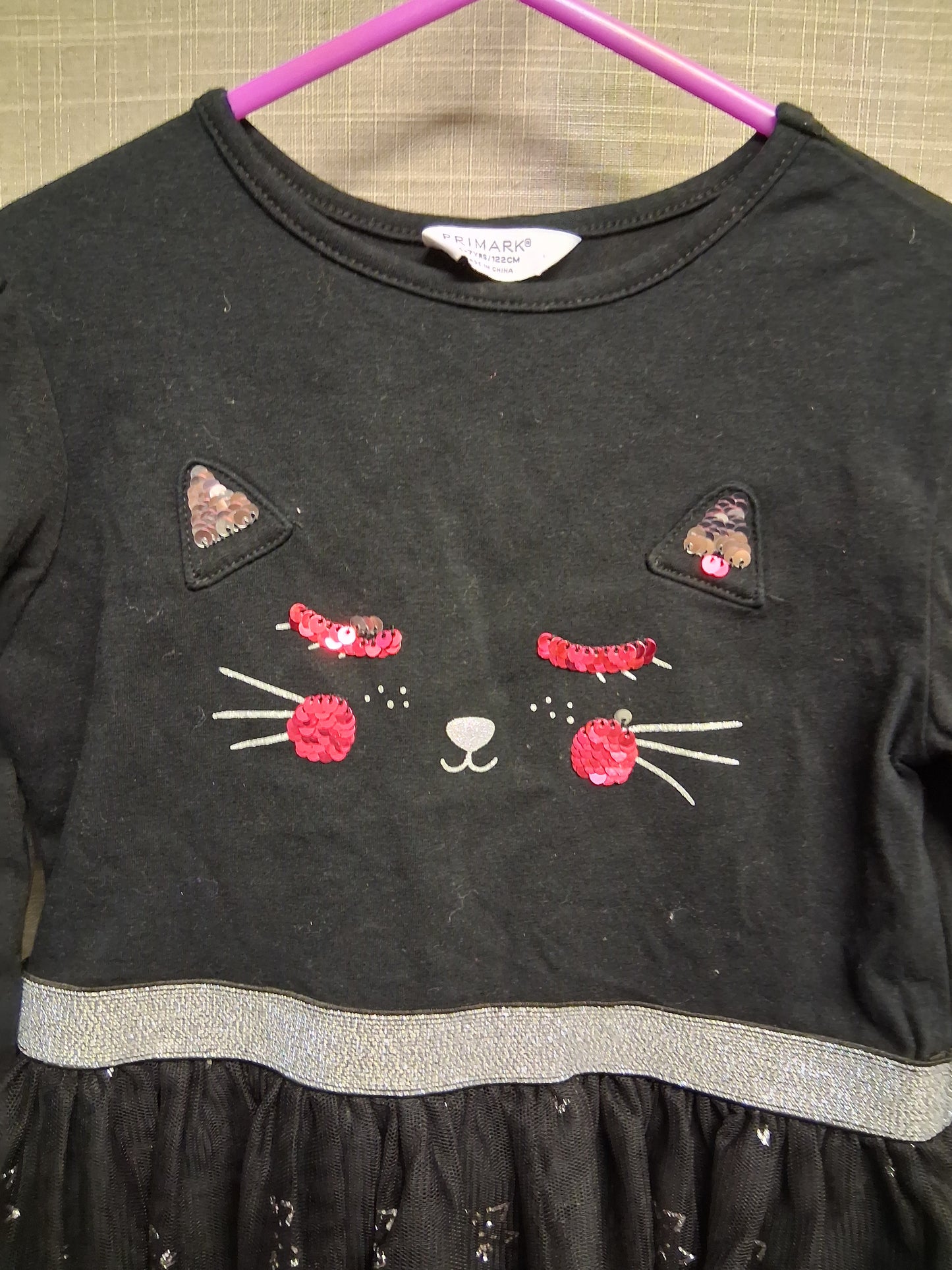 Primark Girls Halloween Black Cat Theme Dress Age 6-7 Years