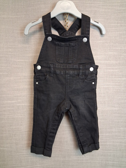 Primark Boys Black Denim Dungaree Shorts Age 3-6 Months