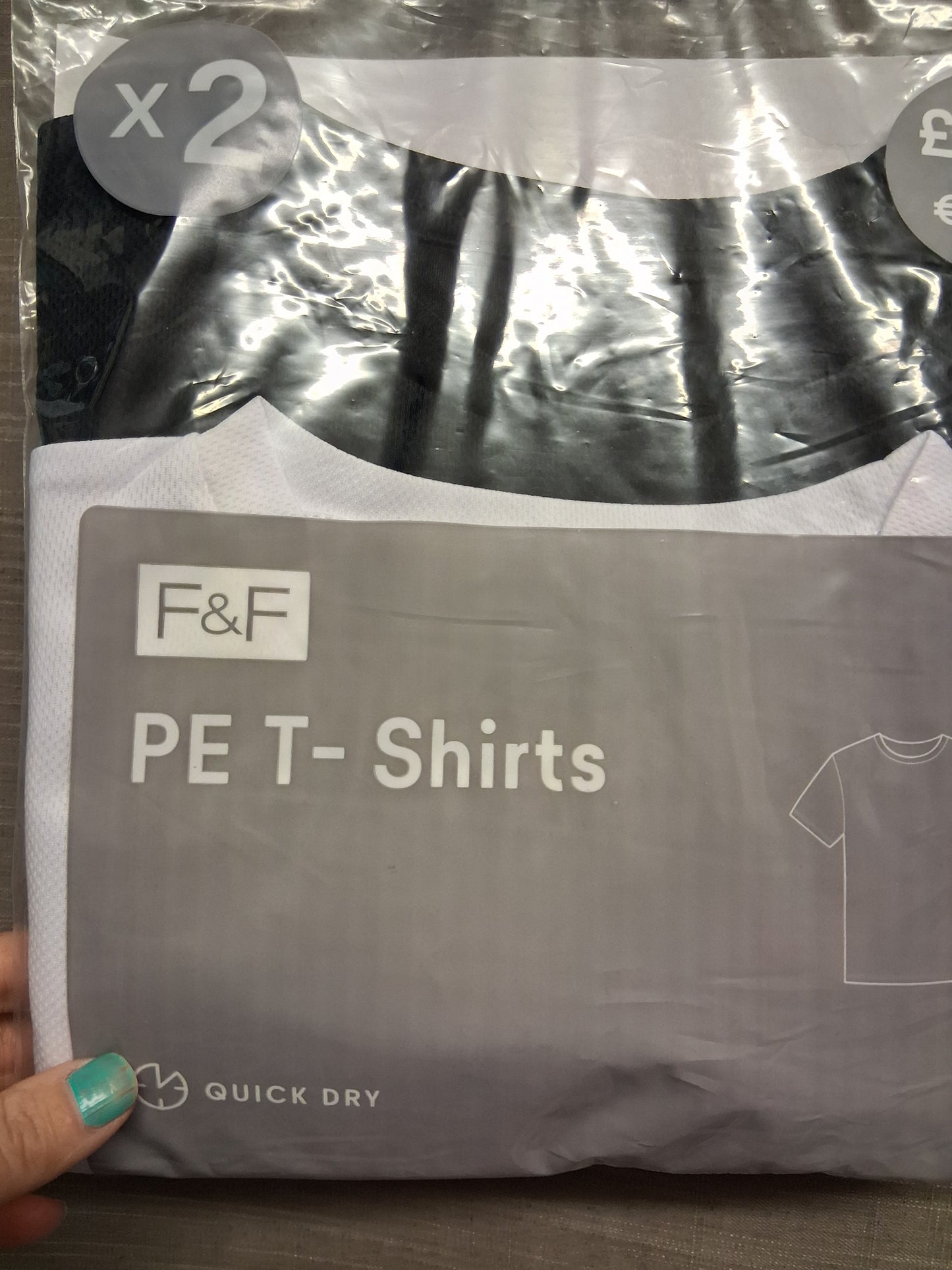 F&F Boys PE Black & White T-Shirts 2 Pack Age 13-14 Years New