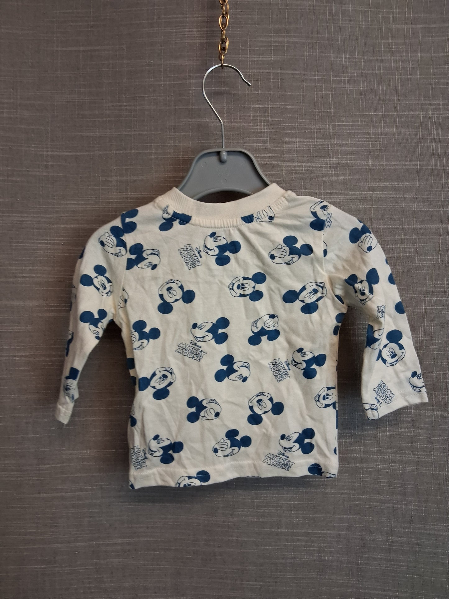 Primark Disney Mickey Mouse Long Sleeve T-Shirt Cream Age 6-9 Months