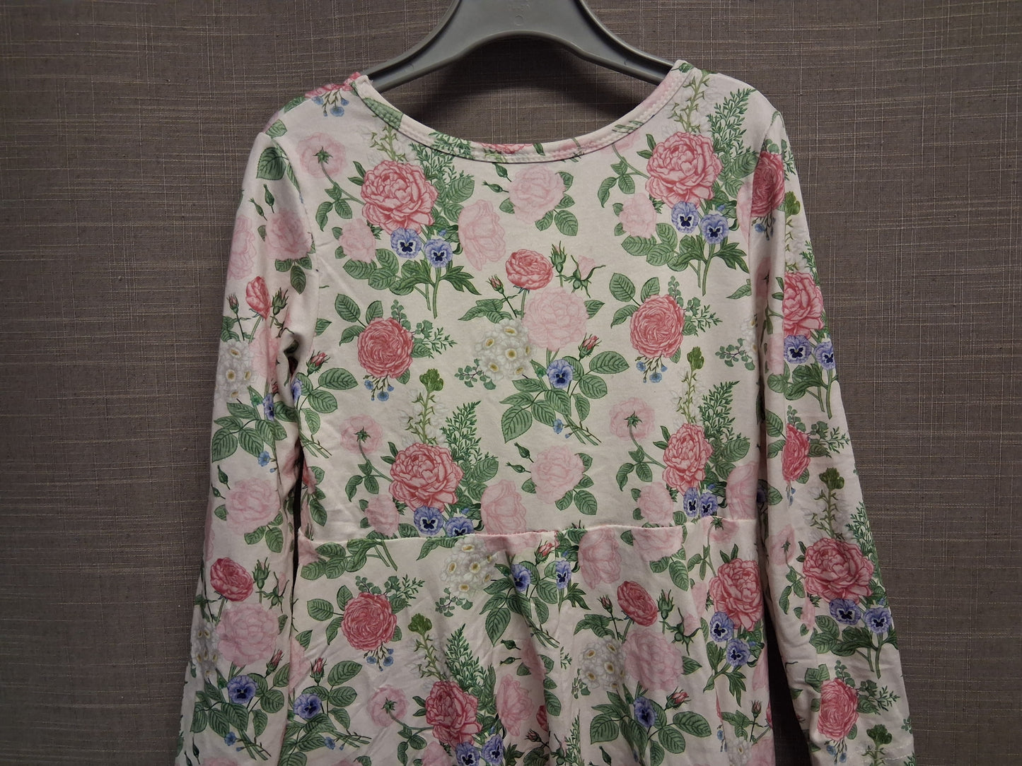 Dolly Wears Cream Floral Long Sleeve A Line Jersey Dress Age 4-5 Years