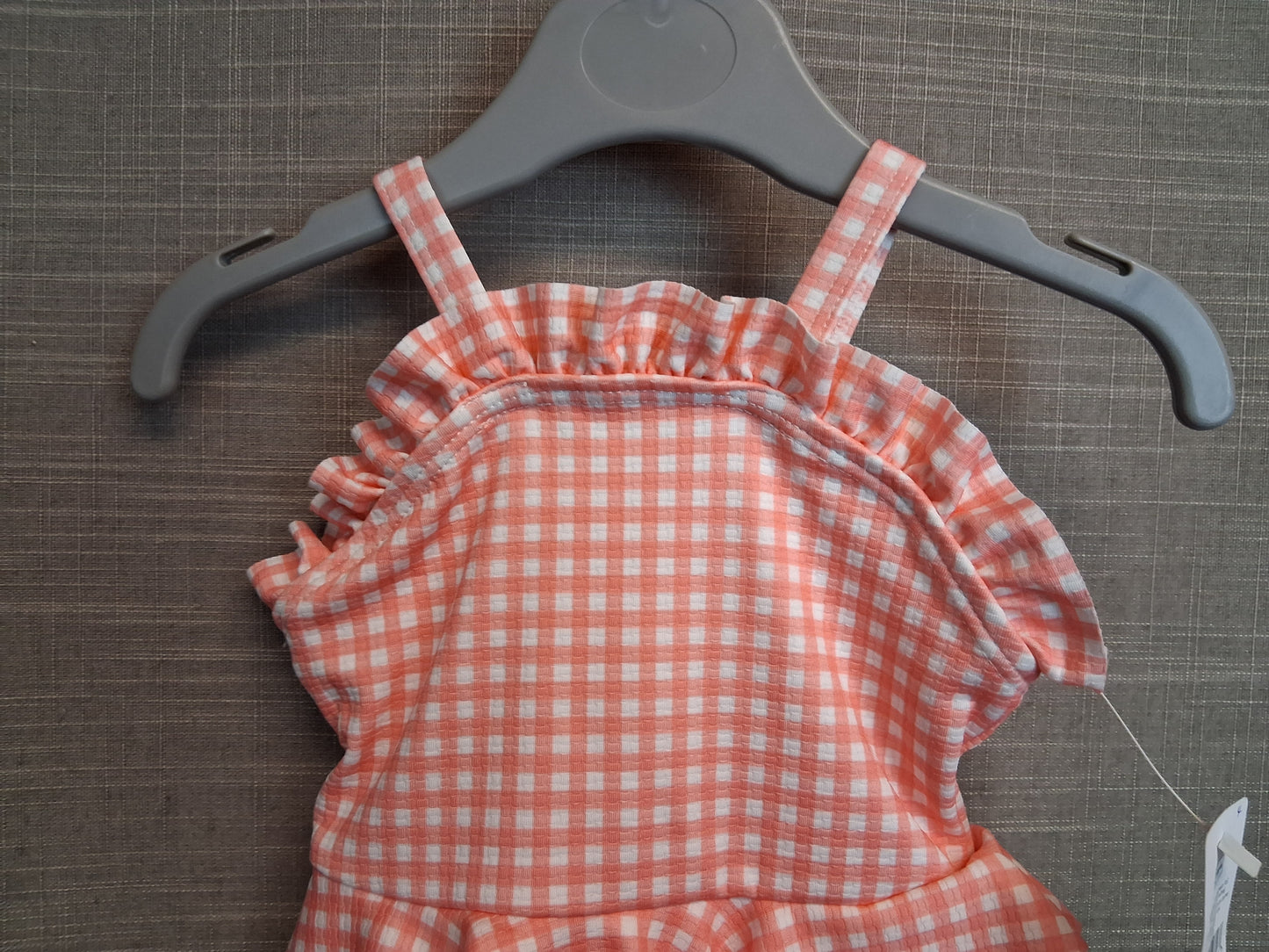 Nutmeg Girls Peach Check Swimsuit One Piece Age 6-9 Months New