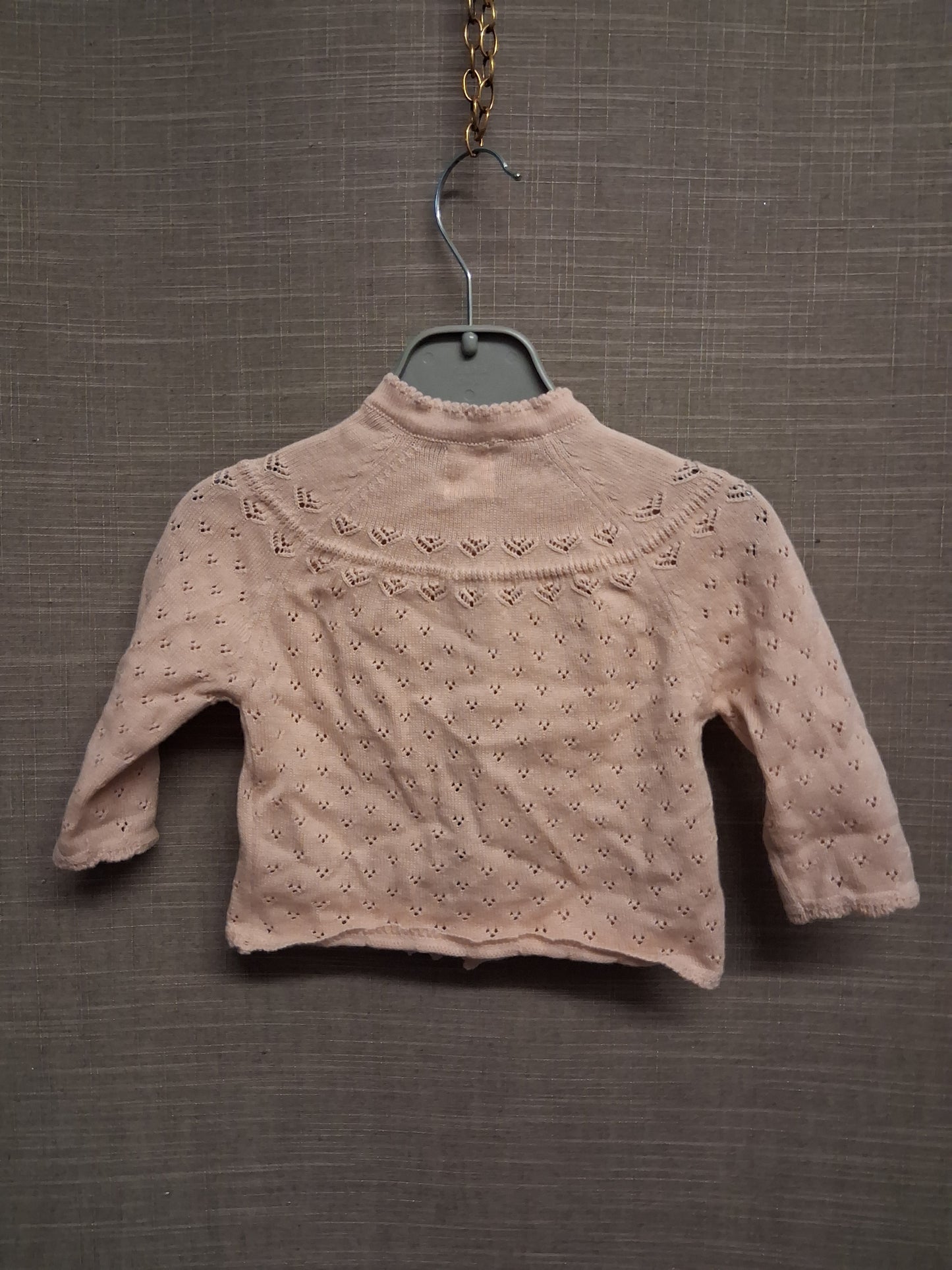 John Lewis Girls Dusky Pink Knitted 100% Organic Cotton Cardigan Age Newborn