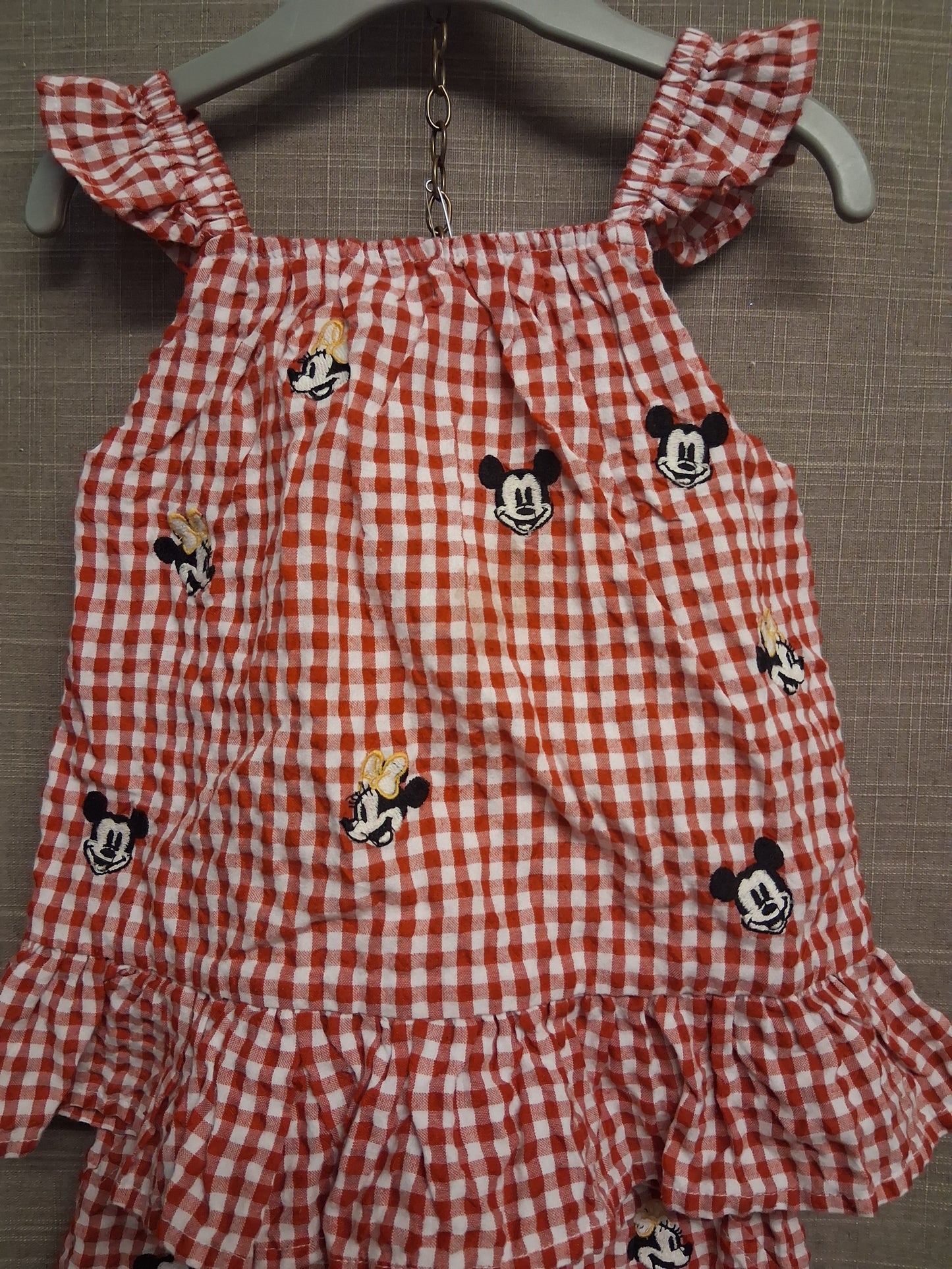 George Disney Minnie & Mickey Mouse Gingham 2 Piece Outfit Age 2-3 Years