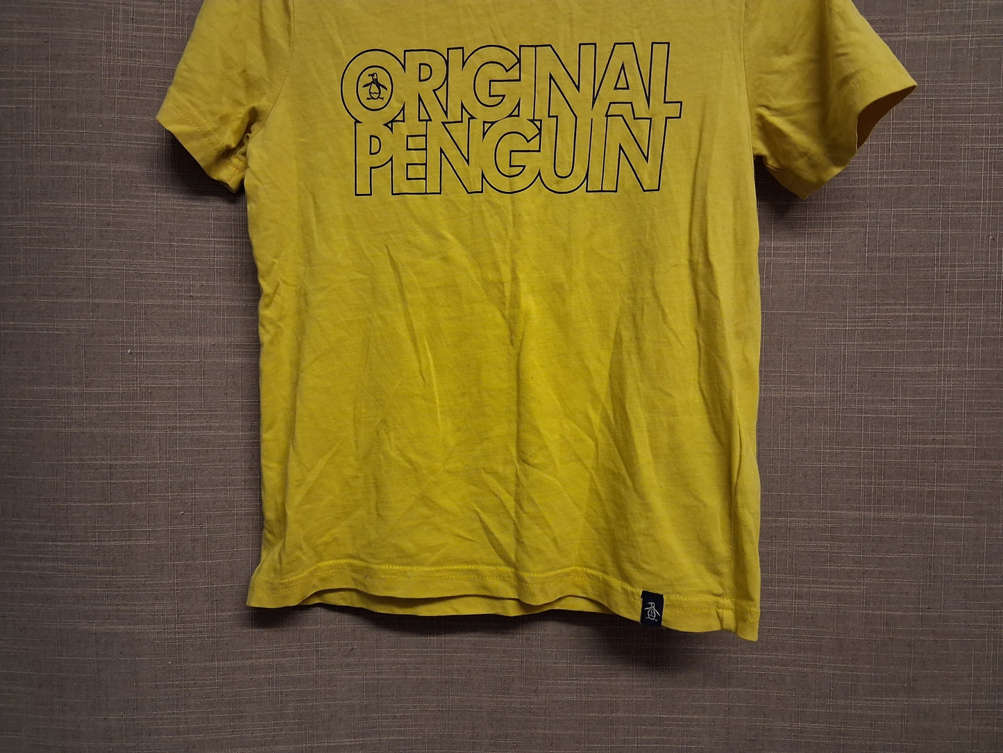 Penguin Boys T-Shirt Short Sleeve Yellow 100% Cotton Age 6-7 Years