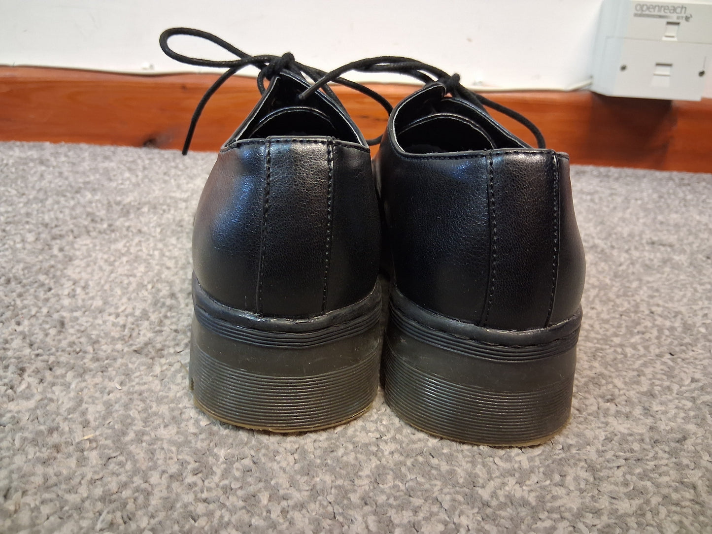 Lilley Girls Black Lace Up Faux Leather School Shoes Size 3 New