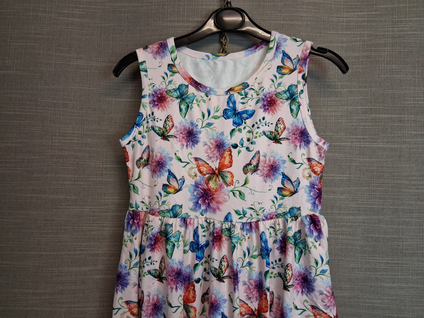 Shein Girls Sundress Sleeveless Butterfly Print Age 7 Years
