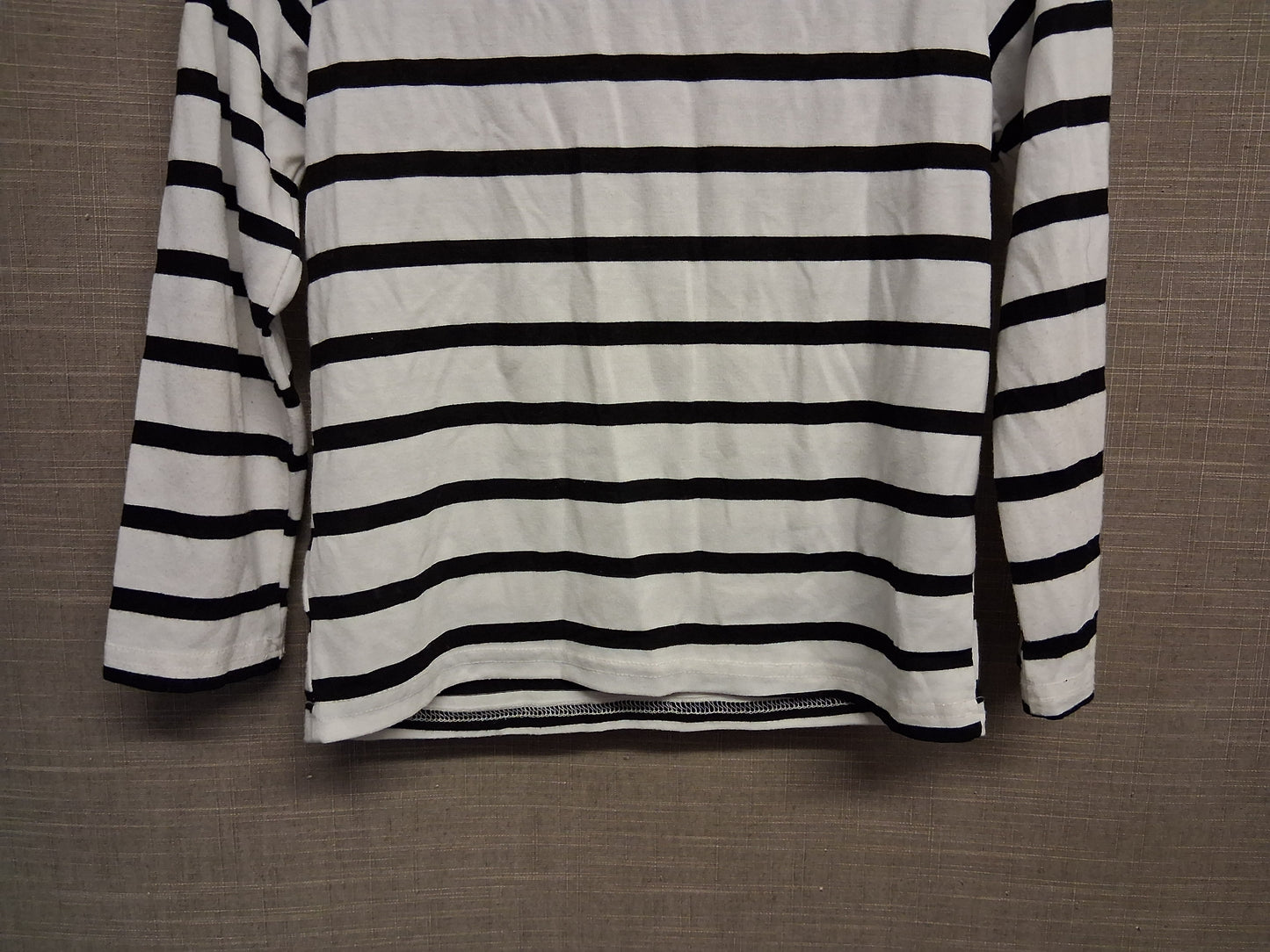 Shein Black White Striped Long Sleeve T-Shirt Pink Bow Detail Age 6 Years