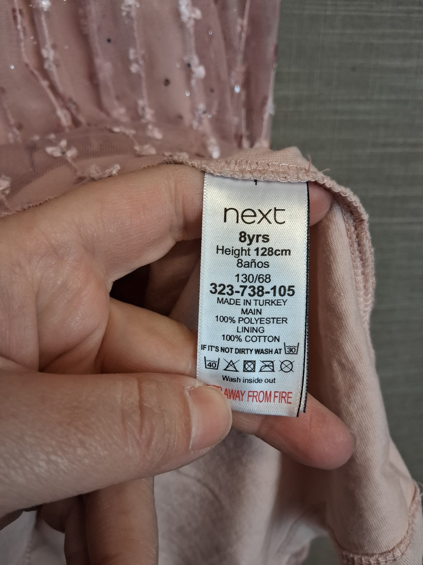 Next Girls Party Dress Age 8 Years Pale Pink Sequins