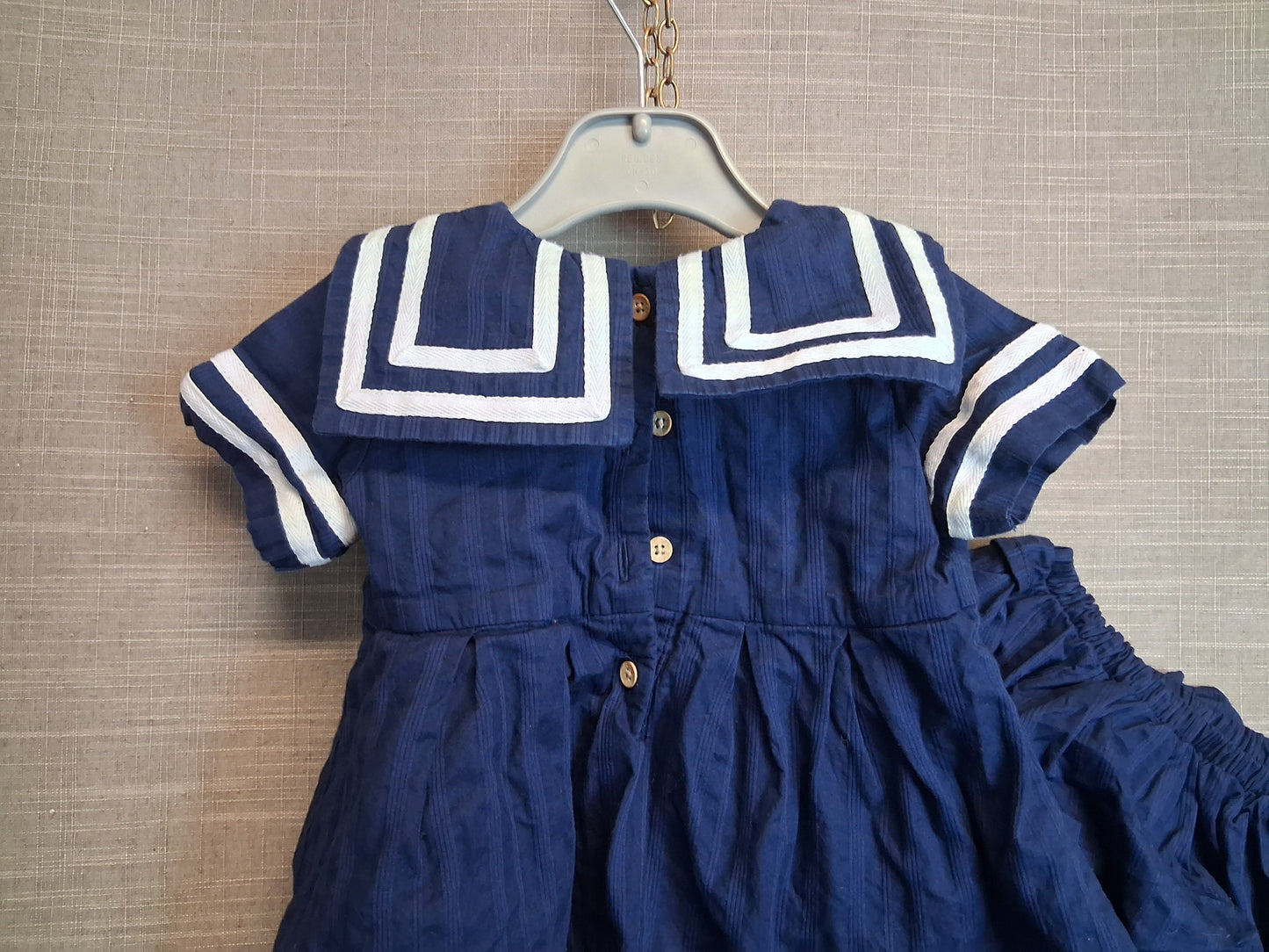 Billie Faiers George Girls Navy Sailor Style Dress With Matching Pants Age 9-12 Months