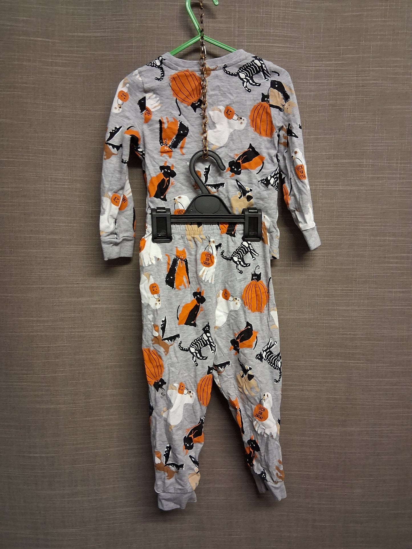 TU Boys Halloween Pjs Pyjamas Grey 2 Piece Set Age 2-3 Years