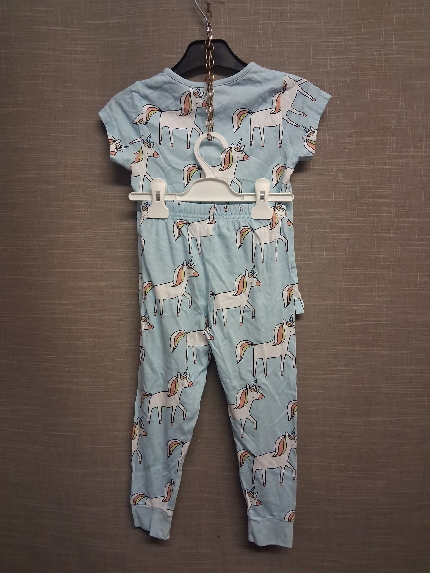 George Girls Blue Unicorn 2 Piece PJs Pyjamas Set Age 4-5 Years