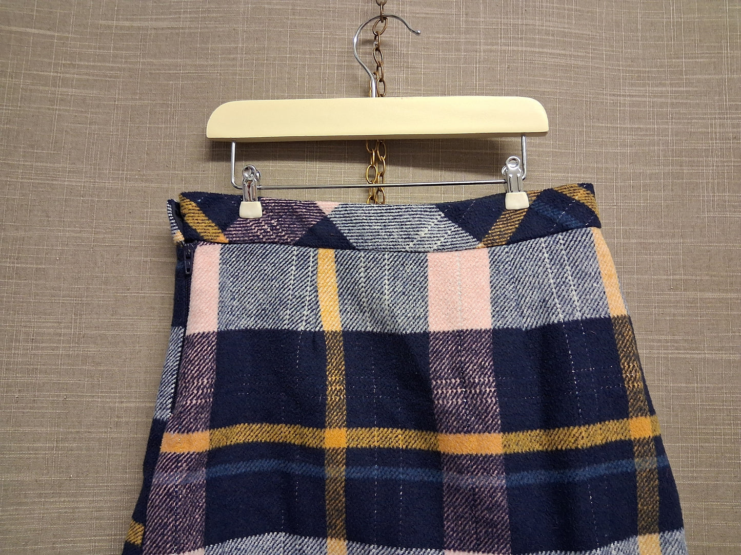 Nutmeg Blue Check Short Skirt Age 8-9 Years Zip Detail