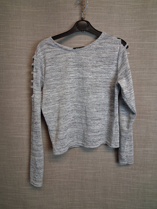 New Look Grey Crop Top Long Cut Out Sleeve Age 12-13 Years